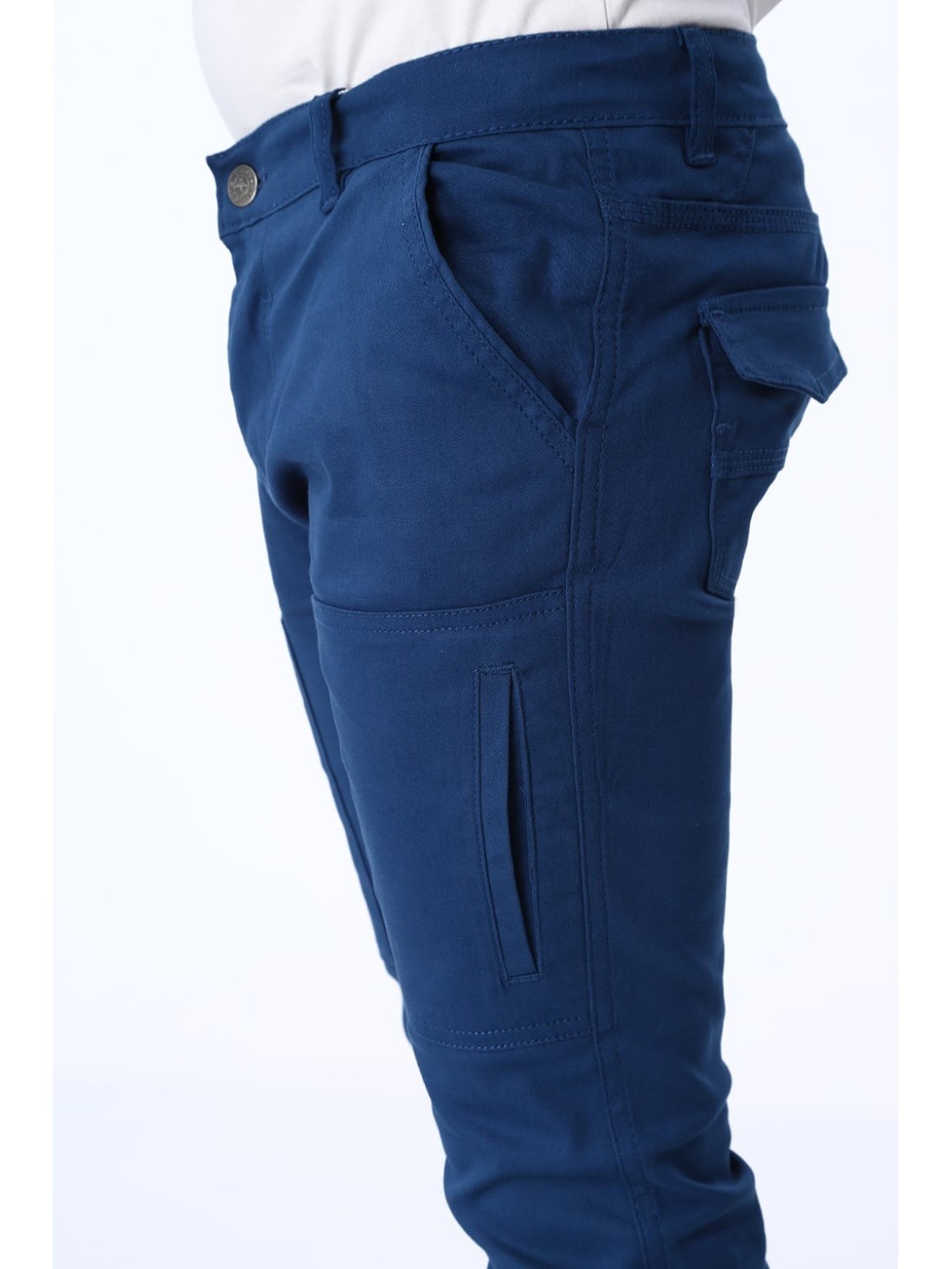 Pantaloni baieti cu benzi elastice, albastru inchis NDZ105 - Magazin online - Boutique